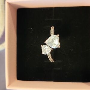 Double heart sparkling pandora ring size 6